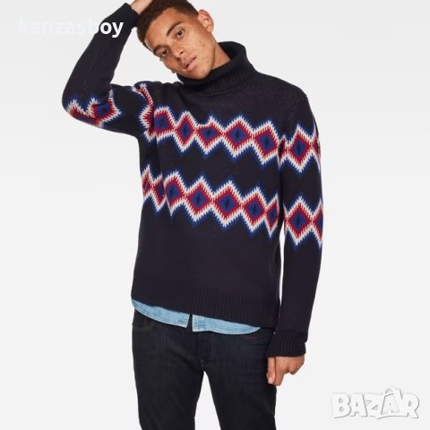 g-star javdi diamond jacquard turtle knit - страхотен мъжки пуловер ЛАМСКА ВЪЛНА