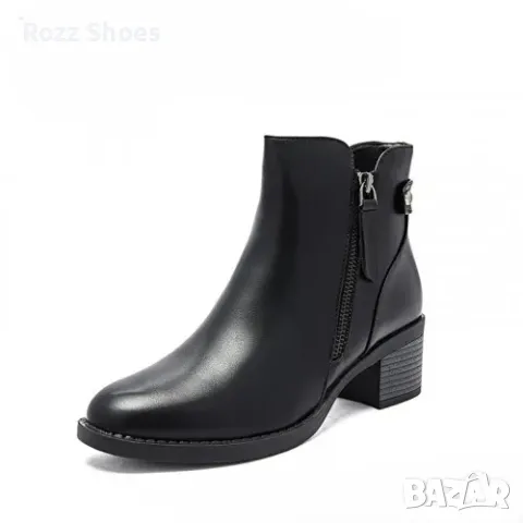 Дамски боти с плътен ток нов модел черен цвят код35, снимка 2 - Дамски боти - 47419322