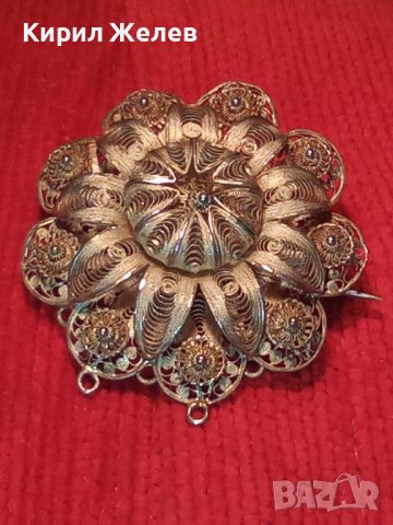 РАЗКОШНА СТАРИННА СРЕБЪРНА ФИЛИГРАННА ФЛОРАЛНА БРОШКА ФИНА МАЙСТОРСКА РЪЧНА ИЗРАБОТКА УНИКАТ 35809, снимка 4 - Антикварни и старинни предмети - 39507059
