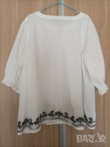 Макси памучна блуза с бродерия , снимка 4 - Блузи с дълъг ръкав и пуловери - 53871592