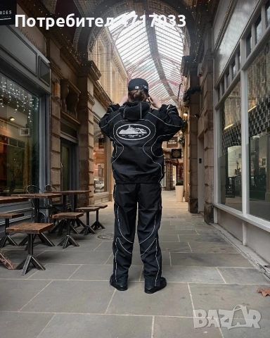 черно светлоотразително яке с долнище Corteiz/Nike Tracksuit Limited Edition., снимка 2 - Спортни дрехи, екипи - 53200230