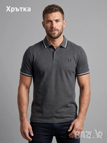 Fred Perry Twin Tipped - Оригинална мъжка тениска с яка размер L