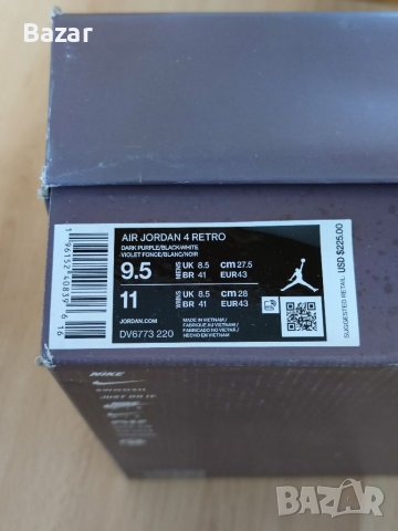 Нови Оригинални Обувки Nike Air Jordan 4 Ma Maniere Мъжки Кецове Размер 43 Номер 27.5см стелка, снимка 4 - Други - 39416973