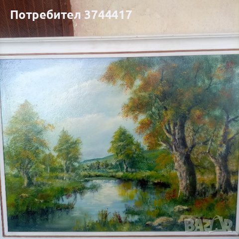 Уникална старинна,автентична картина,висококачествена,солидна профилна рамка., снимка 7 - Картини - 43563708