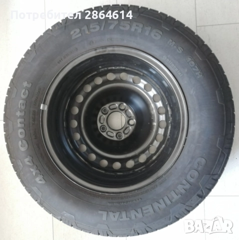215/75R16 M+S Гума с джанта Continental Contact за SUV 4x4, снимка 4 - Гуми и джанти - 52676548