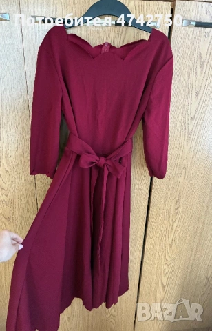 Виненочервена рокля, снимка 6 - Рокли - 53835288