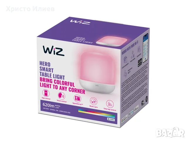 LED настолна смарт лампа Wiz Hero full color RGB WiFi осветление 2200-6500K димируема, снимка 2 - Настолни лампи - 56093298