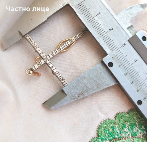 Уникален Старинен Сребърен Кръст Разпятие със  Златни Елементи, снимка 4 - Колиета, медальони, синджири - 50151737