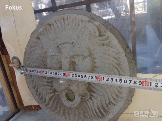 Голяма стара циментена розетка за чешма лъв лъвска глава, снимка 5 - Антикварни и старинни предмети - 53287294