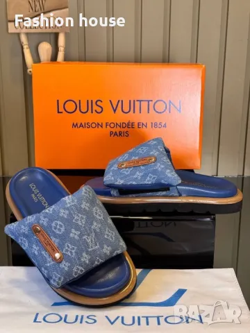 Luis Vuitton дамски чехли деним, снимка 1