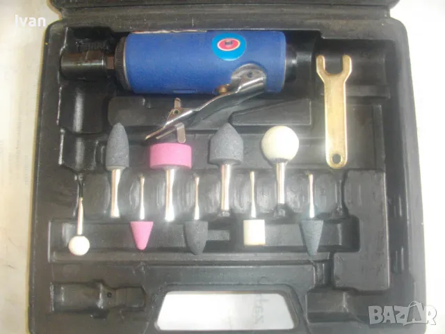 НОВ 12 ЧАСТИ ПЪЛЕН КОМПЛЕКТ БЕЛГИЙСКИ ПНЕВМАТИЧЕН ПРАВ ШЛАЙФ ЦАНГА ф6мм С АКСЕСОАРИ VOS, снимка 9 - Други инструменти - 49765139