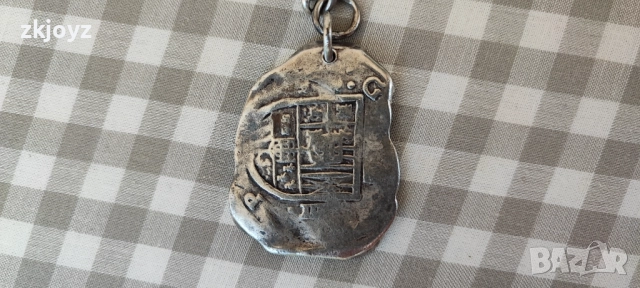 СРЕБЪРЕН ( 931) КЛЮЧОДЪРЖАНЕЛ 31.4 г/ ИСПАНИЯ 8 РЕАЛА КРАЛ ФИЛИП, снимка 7 - Колиета, медальони, синджири - 44515647