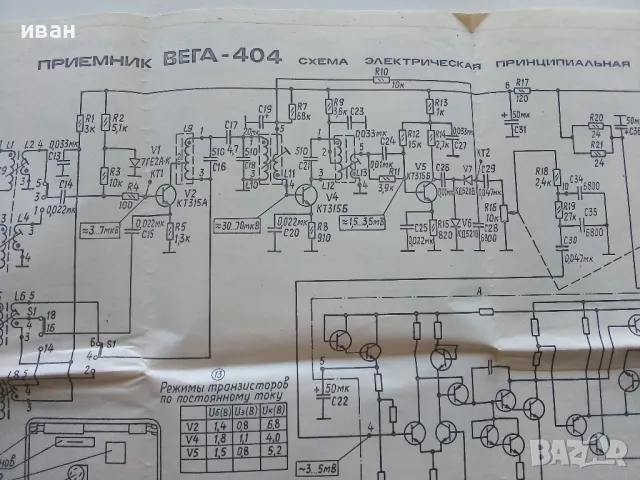 Приемник "ВЕГА - 404" принципна електрическа схрма