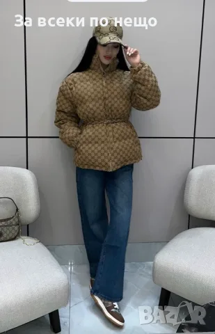 Gucci Бежово Дамско Зимно Яке М размер Код E233, снимка 3 - Якета - 56275102