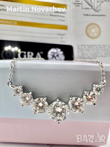 Сребърно колие с мойсанит (Диамант) 2.8 карата