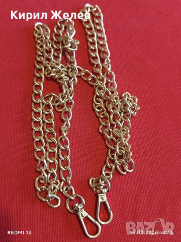 Елегантна метална верижка в златист цвят за дамски чанти с карабинер 51898