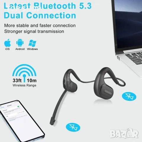 iDIGMALL Bluetooth 5.3 слушалки с магнитен подвижен микрофон, 12 часа, снимка 9 - Bluetooth слушалки - 49965361