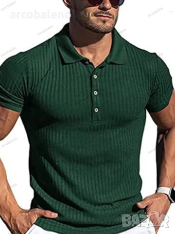 Мъжка едноцветна поло тениска с вертикално райе, 8цвята, снимка 6 - Тениски - 41483044