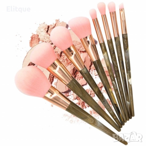 Стилен комплект от 8 броя чеки за грим с дръжки тъмен мрамор HZS28, снимка 14 - Други - 52830538