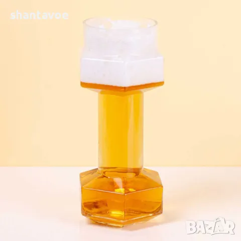 Стъклена халба за бира Дъмбел - 700 мл , снимка 2 - Подаръци за мъже - 47913795