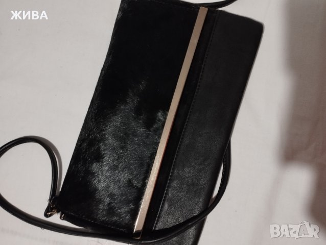 ЕСТЕСТВЕНА КОЖА с косъм - черна, дамска чанта през рамо, снимка 6 - Чанти - 41682773