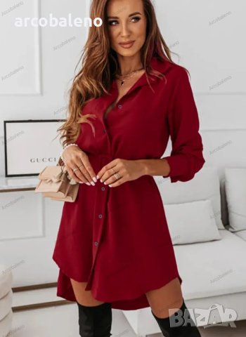 Елегантна дамска ежедневна рокля (риза), 3цвята , снимка 3 - Рокли - 42079548