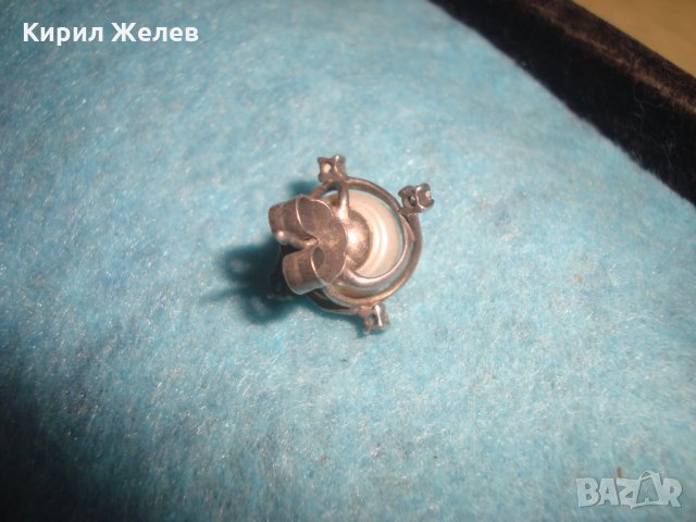 СКЪПОЦЕННА АРТ ДЕКО ПЕРЛЕНА СРЕБЪРНА ОБЕЦА ОКСИДИРАНО СРЕБРО 925 с ЕСТЕСТВЕНА ПЕРЛА и ЦИРКОНИ 25699, снимка 9 - Обеци - 35820501