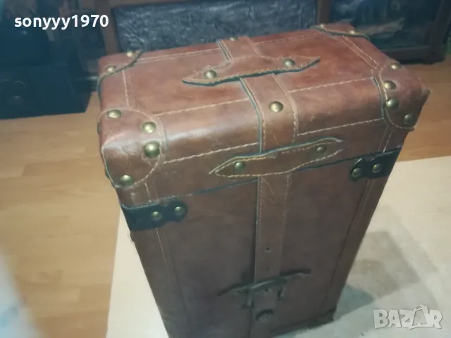 IRISH-КРАСИВА КУТИЯ С КОЖА И МЕД МЕСИНГОВ ОБКОВ LHD1E2409240755, снимка 6 - Антикварни и старинни предмети - 47336869