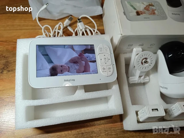 НОВ Babycozy Video Бебефон с камера и аудио 5" 720P дисплей 5000mAh, снимка 6 - Бебефони - 50502576