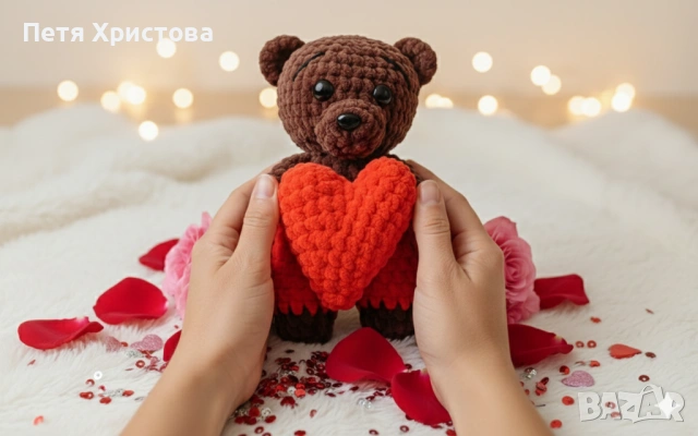 Мече със сърце , снимка 2 - Плюшени играчки - 49620039