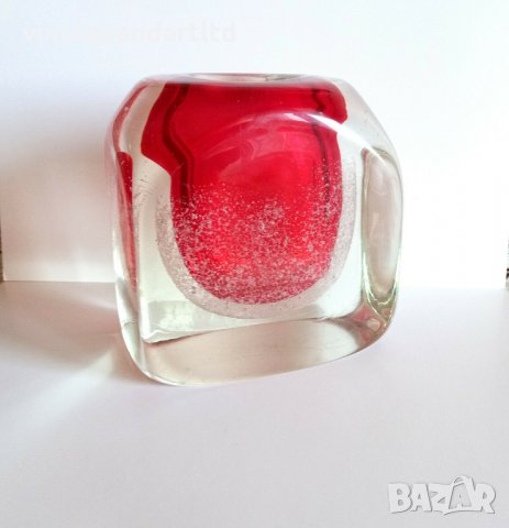 Стара колекционерска ваза, арт декор духано стъкло, снимка 7 - Вази - 35605271