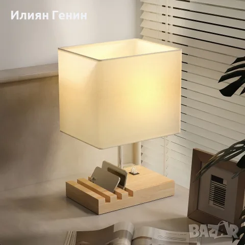 Нощна лампа HOMCOM, USB портове, снимка 8 - Настолни лампи - 56204541