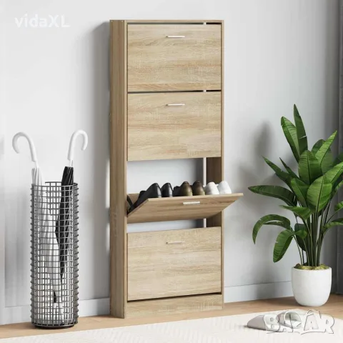 vidaXL Шкаф за обувки, дъб, 59x17x150 см, инженерно дърво, снимка 2 - Шкафове - 56147134