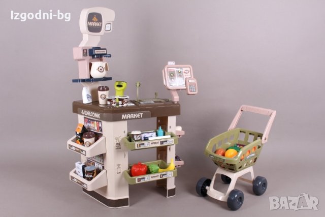 Детски супермаркет с количка и продукти