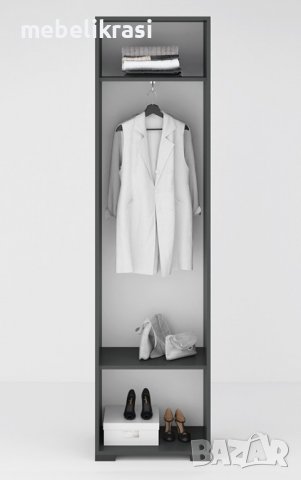 Модулно портманто Денвър Конфигурация 1 - гардероб, огледало, шкафчета, Дъб вотан / Антрацит, снимка 3 - Портманта - 39789223