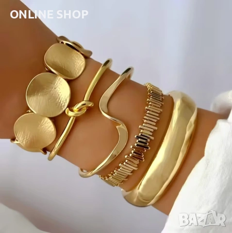 Комплект от пет елегантни бохемски гривни във винтидж стил, снимка 2 - Гривни - 53715573