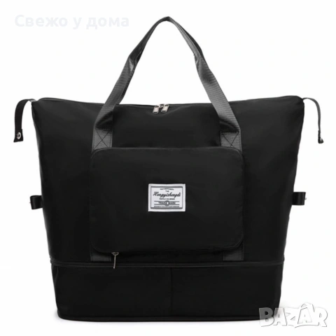 Чанта с уголемяващо се дъно с цип - 100% непромокаема материя/ Цвят: Черен няма преден джоб, сив, ли, снимка 6 - Чанти - 53461566