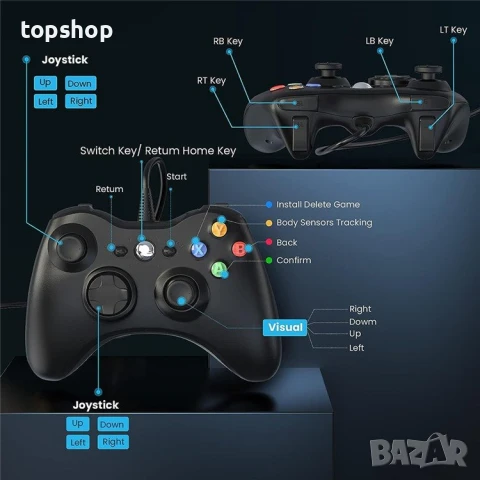 Нов джойстик xbox 360 controller за Xbox 360 и WINDOWS, снимка 2 - Аксесоари - 50501203