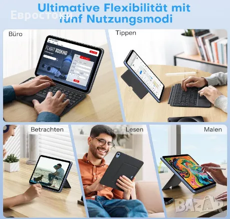 OMOTON калъф с клавиатура за iPad 10-то поколение 10,9 инча 2022 г., 7-цветно осветление, тъчпад, снимка 3 - Таблети - 49960841