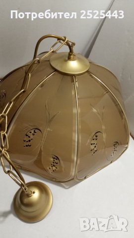 Абажур (Полилей) метален със 7 стъкла и Нова LED крушка Е27 9W 4000K, снимка 4 - Лампи за таван - 41704119