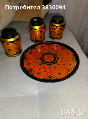 Стар рисуван.поднос, снимка 2 - Антикварни и старинни предмети - 52790541