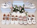 №19-№26, Бели официални бебешки обувки - Балеринки за момиче с панделка за кръщене или повод, снимка 11