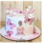 Момиче дама лейди жена с пеперуди топери топер картонени украса декор за торта моминско парти рожден, снимка 1