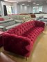 Бутиков Голям Пурпурно червен диван от плат Честърфийлд, снимка 5
