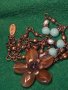 КРАСИВО ФЛОРАЛНО МАРКОВО ВИНТИДЖ АРТ БРОНЗОВО КОЛИЕ ОГЪРЛИЦА с ШЛИФОВАНИ КАМЪНИ 30159, снимка 17