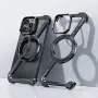 Минималистичен метален калъф OATSBASF за iPhone 15 Pro Max 6.7 инча със стойка, снимка 5