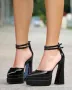 Сандали на ток - черен лак , снимка 3