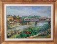 Станка Василева покритият мост в Ловеч 1974 маслени бои, снимка 1 - Картини - 39815280