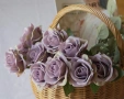 10 бр. изкуствени копринени рози букети за сватби, партита, домашна декорация - есенен лилав, снимка 1