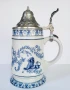 Бирена халба на известната мануфактура Schrobenhausen с калаен капак известна още като beer stein., снимка 6
